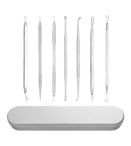 Set 7 ustensile puncte negre, NOUSEG, Inox, Argintiu
