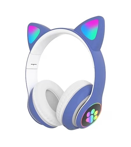 Casti wireless cu urechi de pisica, Neo™ Soundy® pliabile STN-28 Albastru