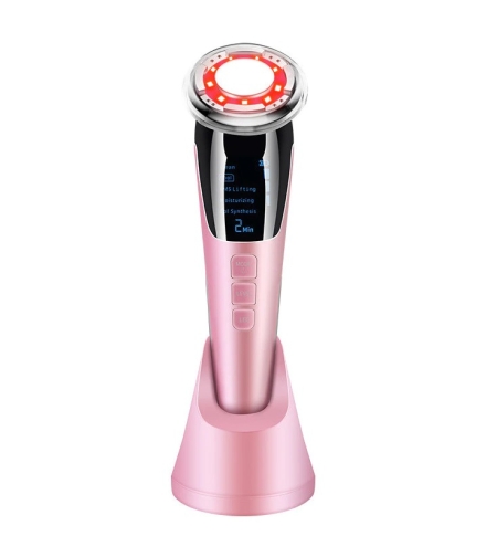 Aparat Profesional tratament facial si intinerirea pielii 5 in 1, Neo™ Skin®, Mezoterapie, LED, Lifting, Anti Rid, vibratii EMS, Microcurent, Masaj facial, Roz