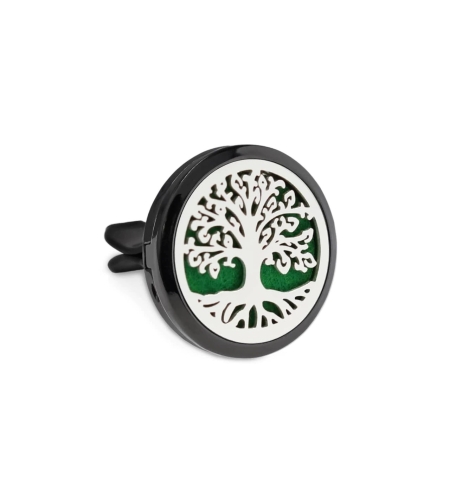 Difuzor auto aromaterapie Neo™ Aroma®, pentru uleiuri esentiale, Tree of Life, 1 pad burete inclus, argintiu / negru