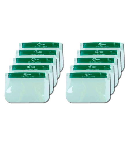 Set 10 Viziere Profesionale de protectie faciala reutilizabile, foarte usoare, comode, din plastic cu suport burete pe frunte, 33x22 cm, Neo Green Guard