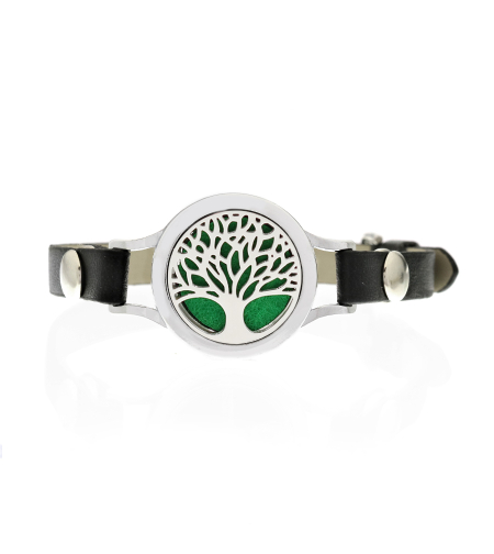 Bratara cu aromoterapie Neo™ WJ305, Tree Of Life Web, eco-friendly, aliaj de zinc si piele ecologica