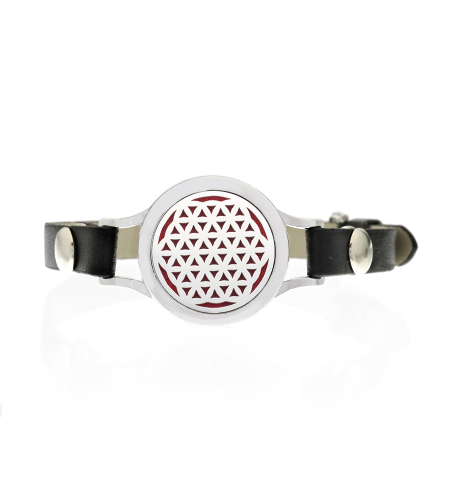 Bratara cu aromoterapie Neo™ WJ043, Sphere Red, eco-friendly, aliaj de zinc si piele ecologica