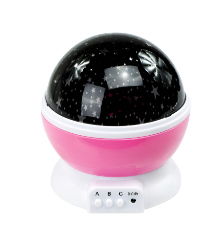 Lampa de Veghe pentru Copii cu Proiectii de Stele si Luna, Functie de Rotatie, Roz, Neo™