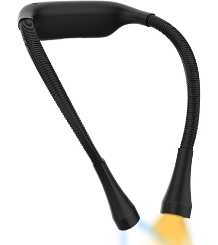 Lampa pentru citit cu pozitionare pe gat Nivero®, ideala pentru citit, crosetat, reparatii, baterie reincarcabila de 2000mAh, 3 culori ajustabile