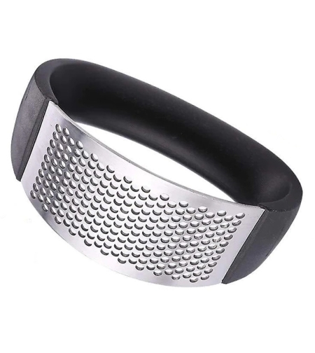 Presa usturoi manuala, Neo™ Kitchen®, neagra, curbata, inox, usor de curatat, zdrobitor manual curbat