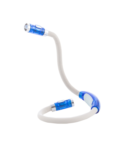 Lampa De Lectura Cu Leduri, Innovagoods, Home Led, Fabricata Din Sarma Flexibila, Cauciuc Si Plastic, Design Modern Si Original, Se Potriveste Perfect In Jurul Gatului, Material Flexibil, 4 Leduri Albe, 2 x 56 cm, Alb/Albastru