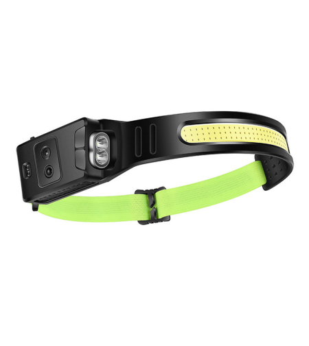Lanterna LED pentru cap, Senzor de miscare, 6 moduri de iluminare, 1200 mAh, Negru/Verde
