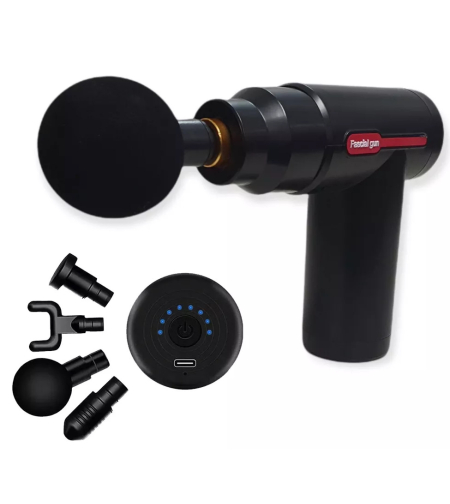 Pistol de masaj, Cu vibratii, 6 trepte, Incarcare USB, Negru