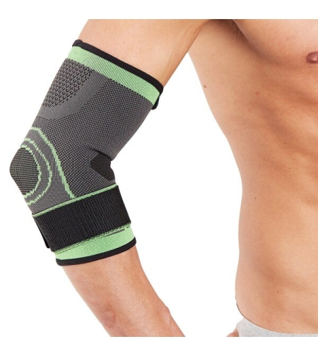 Aparatoare Neo™ pentru cot cu dublu rol, Epicondilita - Material Textil si Elastan, Negru/Verde, S 22 cm