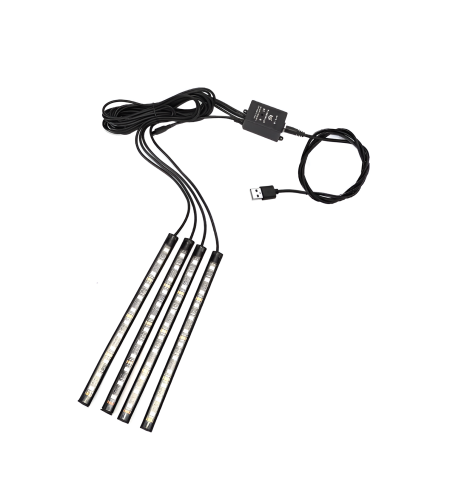 Set 4 lumini ambientale auto, Intensitate reglabila, Interfata USB, Control aplicatie, Multicolor, Neo™