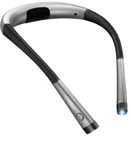 Accesoriu pentru citit carti, lampa cu lumina LED, 3 culori, protectie ochi, multiple nivele de luminozitate, brate reglabile, reincarcabil USB, portabil, gri