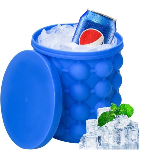 Frapiera Pentru Racirea Bauturilor, Neo™ Ice-Ice-Baby®, din Silicon Fara BPA, Capac Inclus, 120 De Cuburi, 11x11x12cm, Albastru