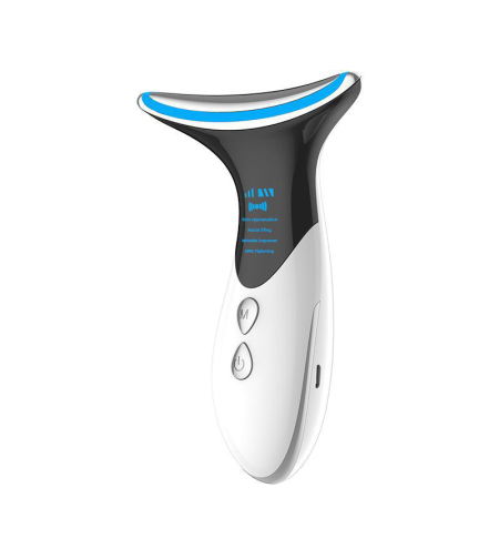 Dispozitiv de Lifting si Rejuvenare Faciala 3 in 1 Neo Premium, cu functii multiple, curatare, masaj antirid, inchidere pori, Silver Blue