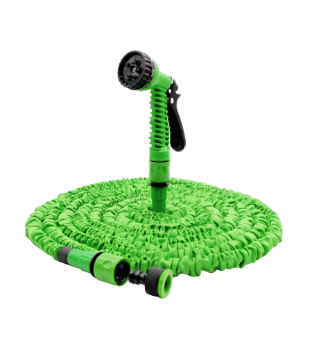 Furtun de Udat Gradina Extensibil, cu 7 Functii, cu Pistol de Udat, 30 metri, Conectori Inclusi, Verde, Neo™
