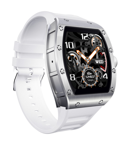 Ceas Smartwatch Smart Wear P22, Afisaj IPS, Puls, Calorii, Tensiune Arteriala, Oxigen din sange, IP68 impermeabil, Alb