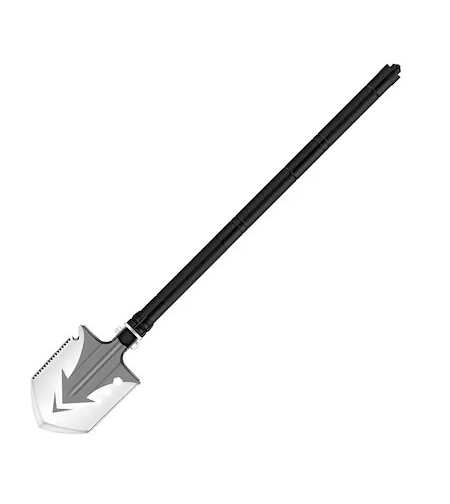 Lopata Multifunctionala Metalica Negru, functie cremene, cutit, fluier, surubelnita, cu piese usor de asamblat prin infiletare, maner lung, Neo™ Campy®