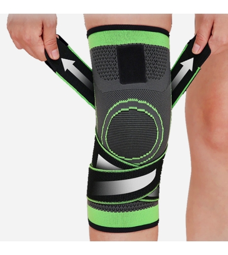 Genunchiera elastica ajustabila cu bretele flexibile, bandaj pentru compresie respirabila marca, 1 Bucata Verde cu Negru Marime XL, Neo™