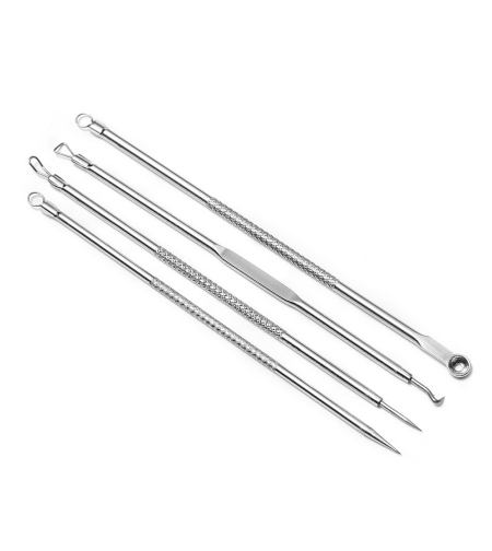 Set 4 Pensete pentru Extractie Puncte Negre, Cosuri, Acnee, Comedoane, Neo™ Premium, din inox, metalice