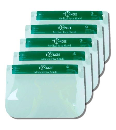 Set 5 Viziere Profesionale de protectie faciala reutilizabile, foarte usoare, comode, din plastic cu suport burete pe frunte, 33x22 cm, Neo Green Guard