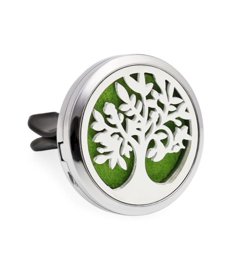 Difuzor auto aromoterapie Neo™ HG303, Tree of Life Shy Leaves, 1 pad burete inclus, cu uleiuri esentiale, eco friendly, otel inoxidabil