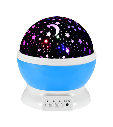 Lampa de Veghe pentru Copii cu Proiectii de Stele si Luna, Functie de Rotatie, Albastru, Neo™