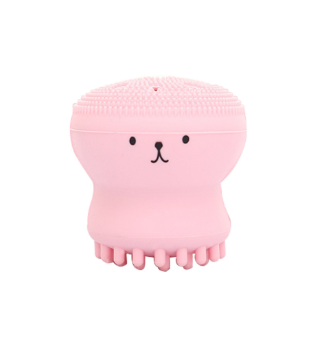 Dispozitiv curatare faciala si exfoliere din silicon, cu burete absorbant, deschide porii si inlatura delicat impuritatile, Neo™ Octopus, Roz