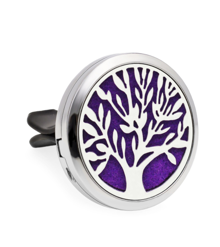 Difuzor auto aromoterapie Neo™ HG047, Tree of Life Optimist, 1 pad burete inclus, cu uleiuri esentiale, eco friendly, otel inoxidabil