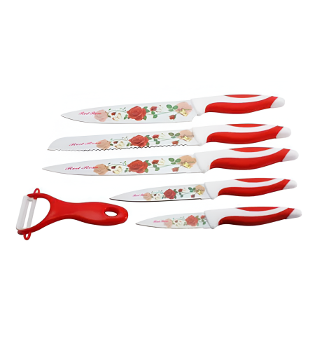 Set de Bucatarie NEO™ Format din 5 Cutite si Razatoare, Model Floral