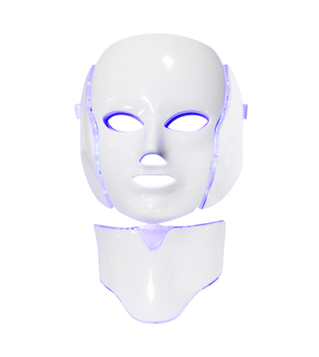Masca LED Cosmetica Tratament Fotoni Fata si Gat, Neo™ Beauty, Anti-imbatranire, Anti-Acnee, Functie de Lifting, 7 Culori LED, Tratament non invaziv, Alba