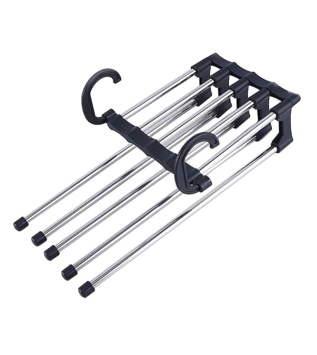 Umeras Pliabil Neo™ Organizator Compact® pentru perechi de pantaloni, cu tije din inox, 48 x 15 cm, Carlige Negre
