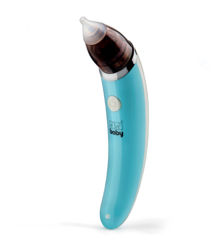 Aspirator nazal electric SisiBaby® AS1, 2x Varf din silicon, Cablu microUSB, 5 trepte de aspiratie, 37 dB, Albastru