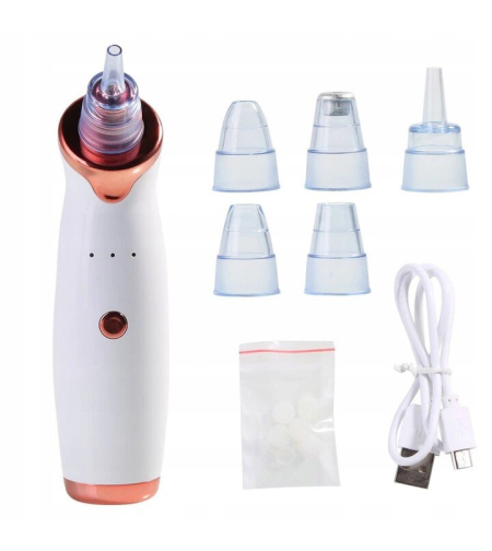 Aparat pentru microdermabraziune, 5 capete incluse, 3 trepte de intensitate, 20x5 cm, Alb/Roz