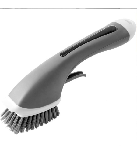 Perie Profesionala de Curatare Multifunctionala Neo™ Cleany® cu rezervor si pulverizator de sapun, si buton, 30 cm lungime, gri