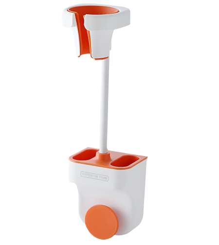 Suport de Perete Pentru Uscator de Par sau Dus, Reglabil, Compact, Alb/Portocaliu, Neo™
