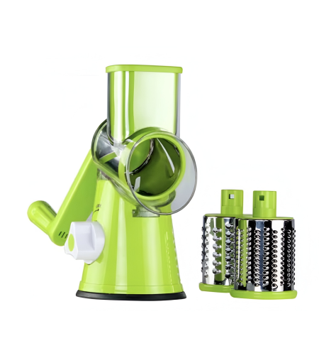 Razatoare Manuala cu 3 Lame Rotative din Inox, pentru Legume, Branzeturi, Nuci, Fructe, 11 x 6 x 23 cm, Verde, Neo™
