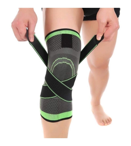 Suport genunchi neopren, Neo™, negru-verde, anti-alunecare, delicat cu pielea, marime universala