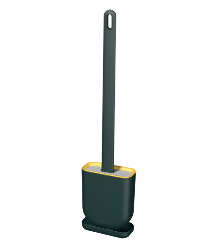 Perie de Silicon pentru Toaleta. cu Suport din Plastic, Aspect Modern, Verde, Neo™