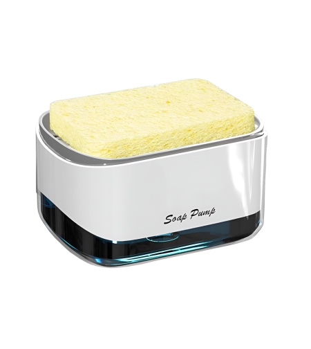 Dispenser Detergent de Vase 2 in 1, Suport de Burete, 350ml, Alb, Compact, Neo™