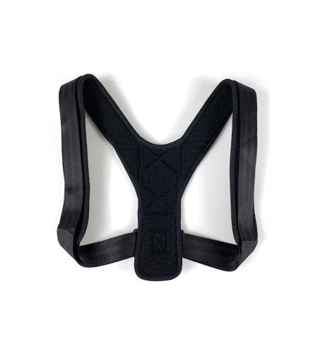 Corector de postura unisex, Piele/Bumbac, Reglabil, 20x14 cm, Negru, Neo™