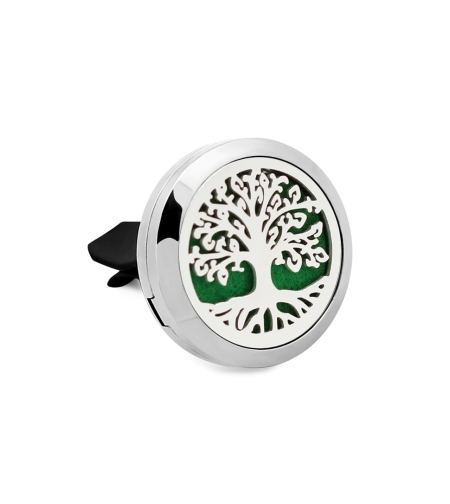 Difuzor auto aromaterapie Neo™ Aroma®, pentru uleiuri esentiale, Tree of Life, 1 pad burete inclus, argintiu