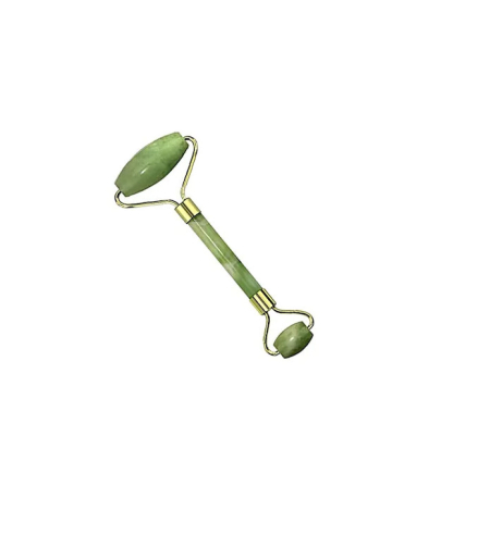 Rola de masaj facial Nefrit, Doua capete, Verde