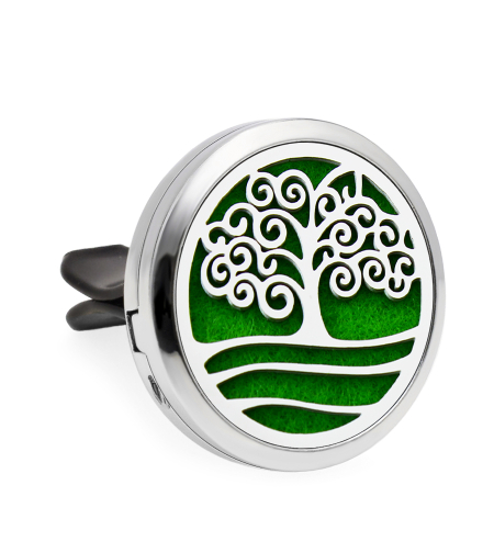Difuzor auto aromoterapie Neo™ HG858 Tree with Waves, 1 pad burete inclus, cu uleiuri esentiale, eco friendly, otel inoxidabil