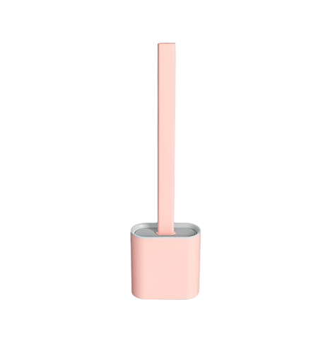 Perie de Silicon pentru Toaleta. cu Suport din Plastic, Aspect Modern, Roz, Neo™