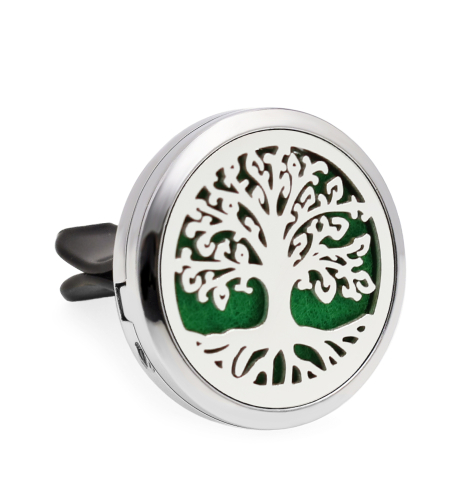 Difuzor auto aromoterapie Neo™ HG254 Tree of Life Curly Leaves, 1 pad burete inclus, cu uleiuri esentiale, eco friendly, otel inoxidabil