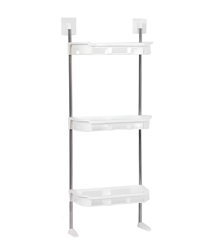 Suport pentru Baie cu 3 Rafturi, Alb/Gri, 30 x 14 x 88 cm, Neo™