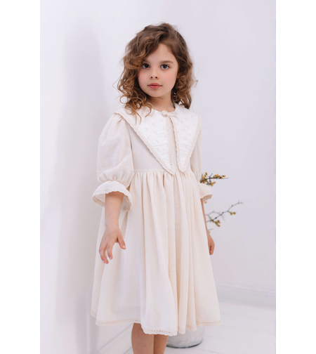 Rochiță din pânză topită fină KAROLINA, cu guler brodat