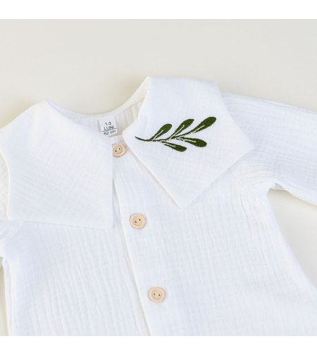 Baby Muslin Romper with Olive Branch Embroidery – OLIVE Model