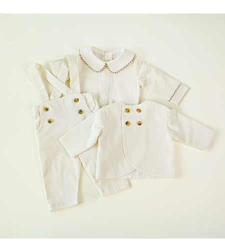 Compleu de in baietel, 0-1 ani, model ANDI ivoire