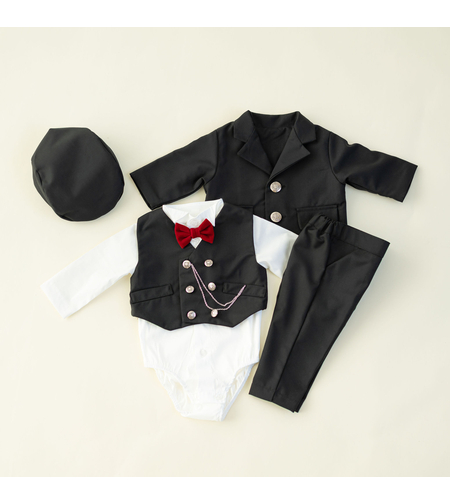 Costum botez 6 piese baieti, negru, model ANTHONY